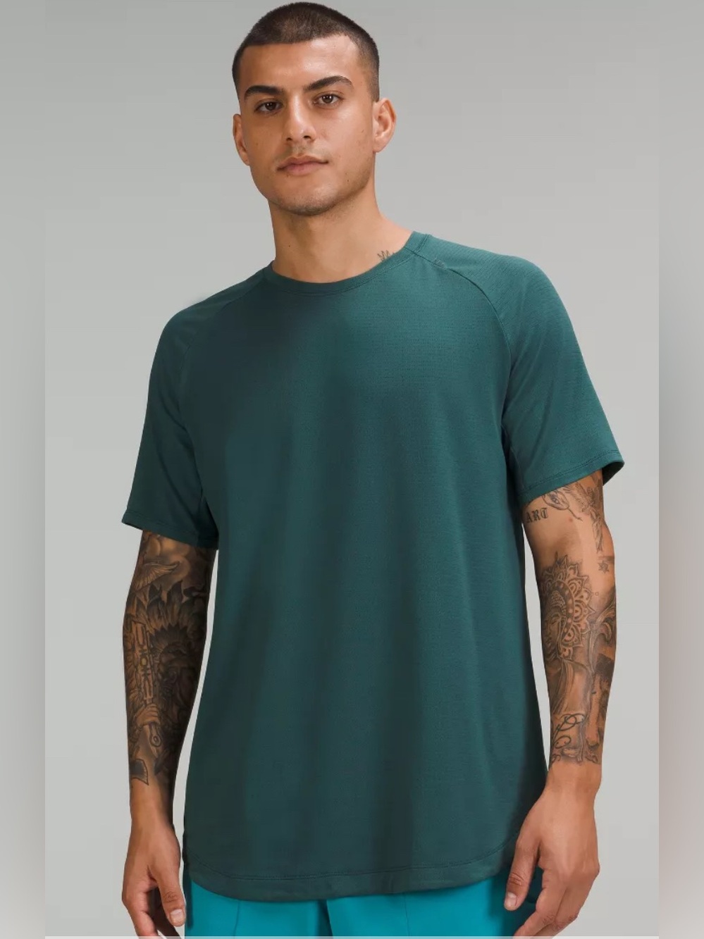 Lululemon Mens Drysense Short Sleeve Shirt Green Teal M